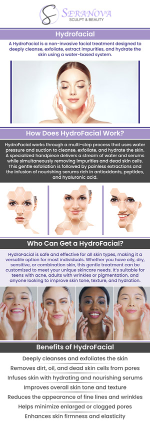 A HydroFacial is a non-invasive skin treatment that deeply cleanses, exfoliates, and hydrates the skin using a specialized device. It improves skin texture, reduces fine lines, and enhances overall radiance, leaving the skin refreshed and rejuvenated. The treatment is suitable for all skin types and provides immediate results with no downtime, making it a popular choice for maintaining healthy, glowing skin. For more information, contact us or book a consultation today. We are conveniently located at 3245 North Point Pkwy Suite 102, Alpharetta, GA 30005. A HydroFacial is a non-invasive skin treatment that deeply cleanses, exfoliates, and hydrates the skin using a specialized device. It improves skin texture, reduces fine lines, and enhances overall radiance, leaving the skin refreshed and rejuvenated. The treatment is suitable for all skin types and provides immediate results with no downtime, making it a popular choice for maintaining healthy, glowing skin. For more information, contact us or book a consultation today. We are conveniently located at 3245 North Point Pkwy Suite 102, Alpharetta, GA 30005.